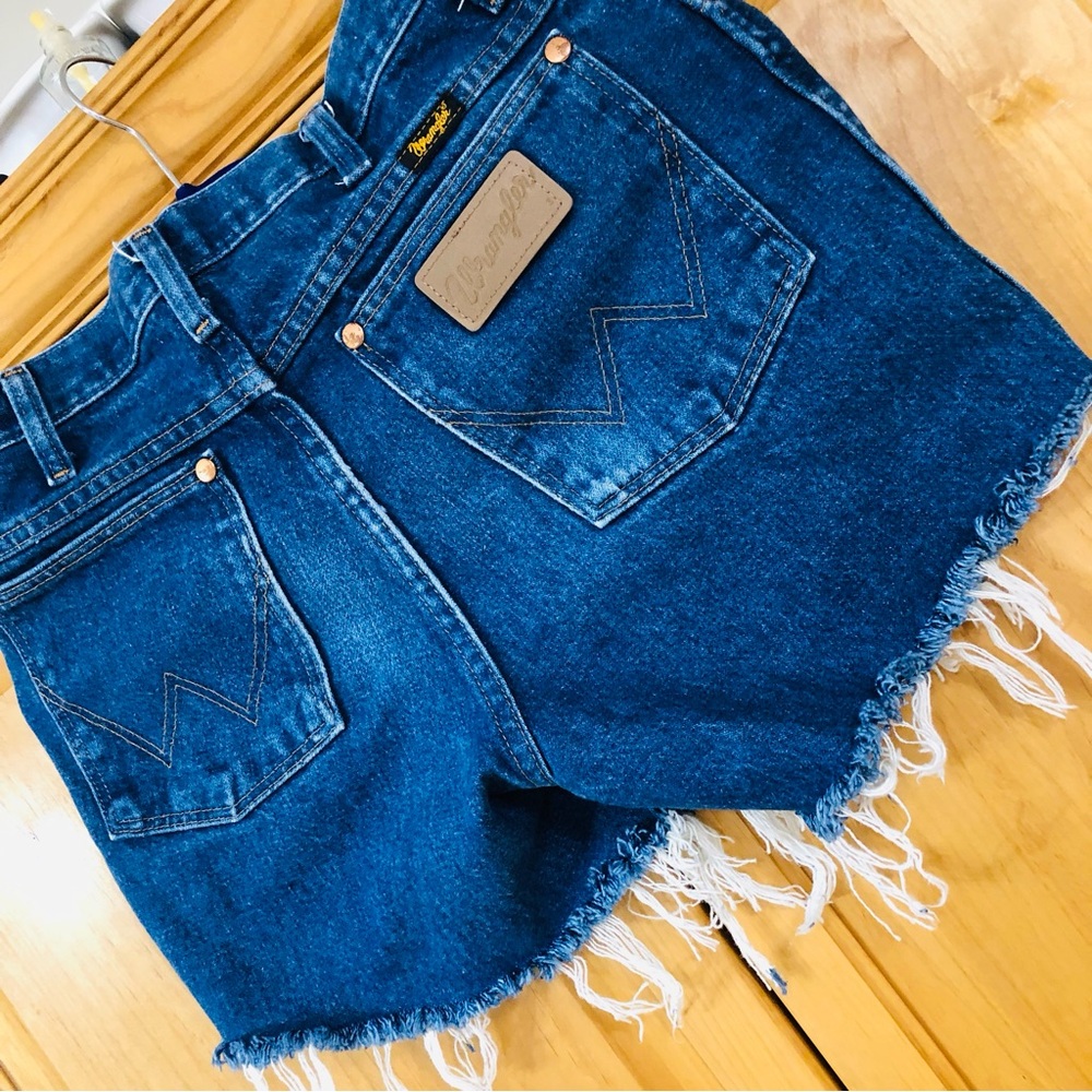 Wrangler Women's Dark Blue Frayed Denim Shorts
